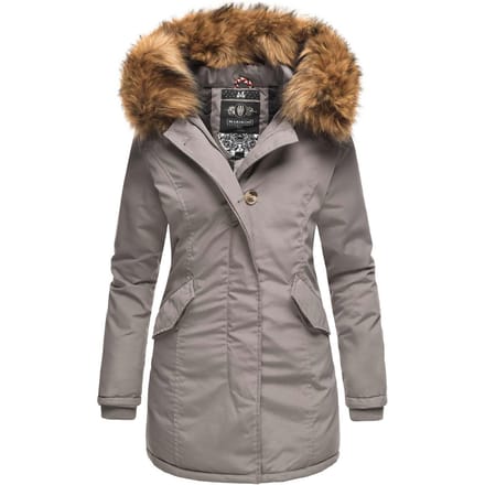 Marikoo dames winterparka met afneembare imitatiebontkraag & capuchon