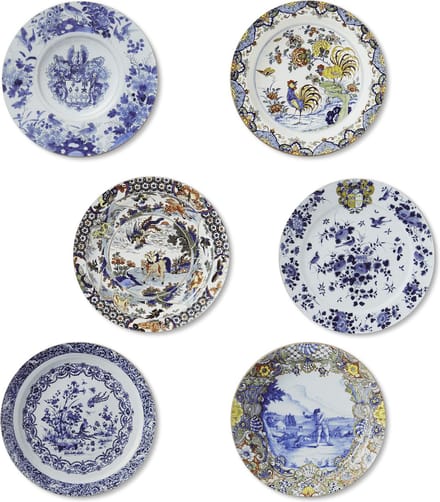 Onderzetters, set van 6, Delfts blauwe borden, Rijksmuseum