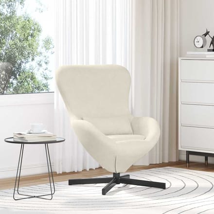vidaXL - Eivormige - stoel - Crème - 63 - x - 73 - x - 90 - cm - Fluweel