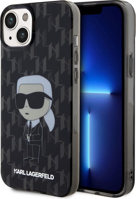 Karl Lagerfeld iPhone 15 Plus Hardcase hoesje - Ikonik Monogram - Zwart