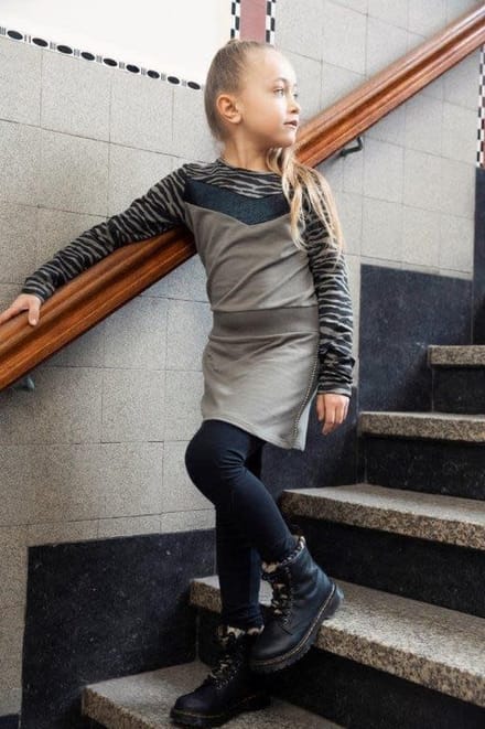 DJ Dutchjeans meisjes jurk Animal Army Green - Maat 128