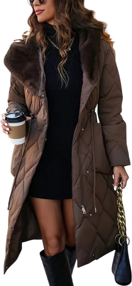 Winterjas Dames - Parka - Winter - Jas - Volwassen - Stijlvol - Koffie - L