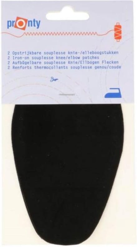 Pronty Elleboogstukken - 2 opstrijkbare suede look pads - Zwart