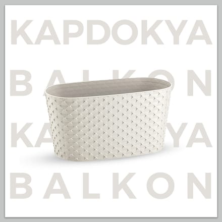 1+1 ovale bloempot beige sierpot met wateropvang 30cm bloembak