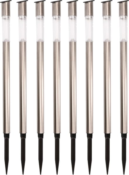 8x lumineo solar prikspot/tuinspot - rvs - h57 cm - zonne-energie