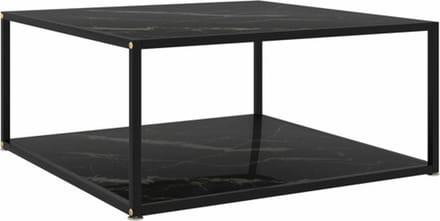 vidaXL - Salontafel - 80x80x35 - cm - gehard - glas - zwart