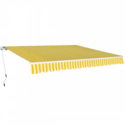 vidaXL - Luifel - handmatig - uittrekbaar - 600 - cm - geel/wit