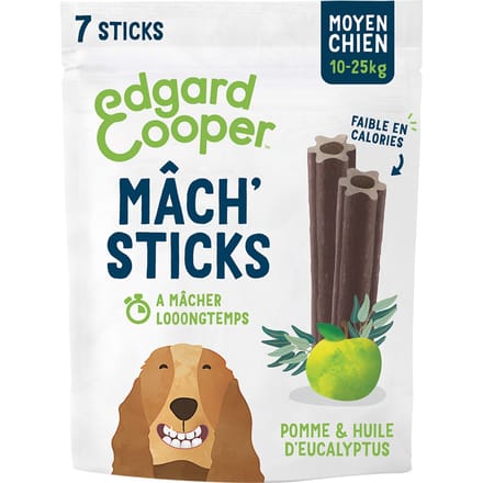 21 Edgard & Cooper Mâch' Sticks appel, eucalyptus voor middelgrote honden (10-25 kg)