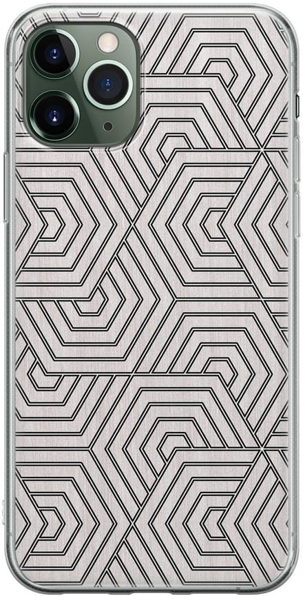 Leuke Telefoonhoesjes - Geschikt voor iPhone 11 Pro Max - Geometrisch - Soft case - TPU - Grijs