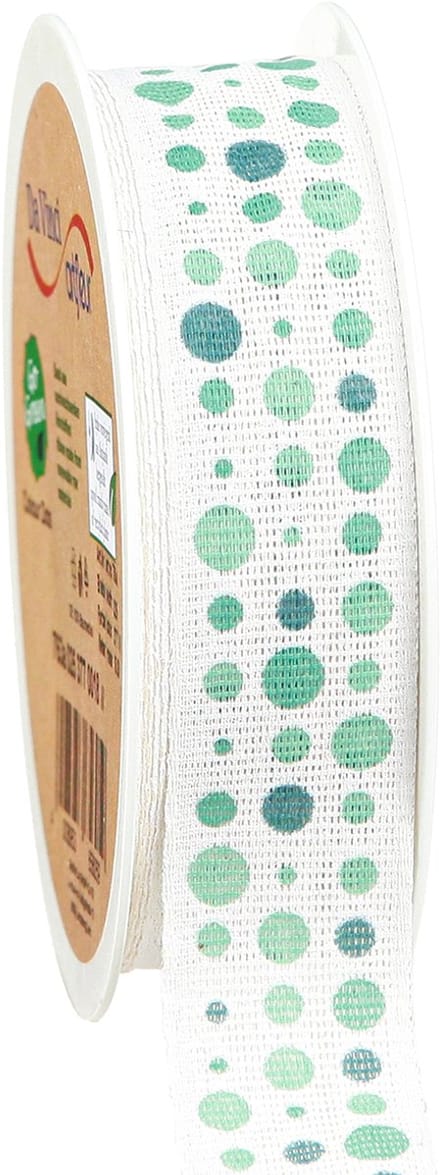 Lint Turquoise Stippen Maritiem Katoenlint 25mm 18m