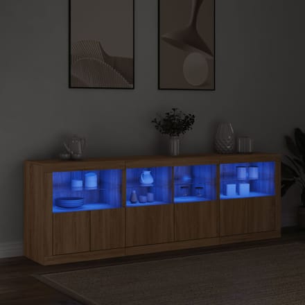 vidaXL - Dressoir - met - LED-verlichting - 202x37x67 - cm - sonoma - eikenkleurig