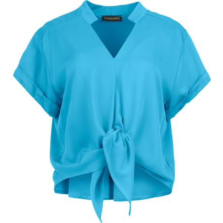 Cerulean Charm viscose blouse met striksluiting