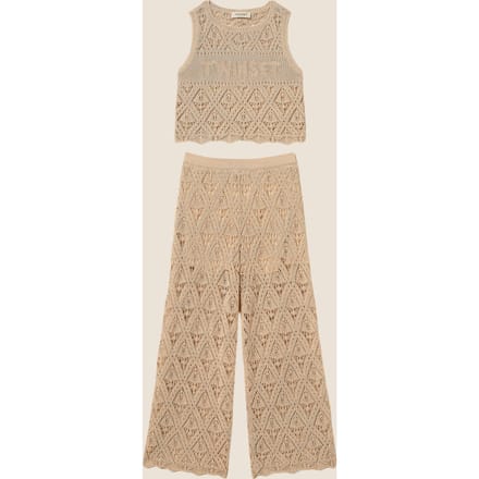 compleet gebreid meisje beige safari