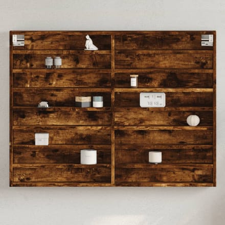 vidaXL - Vitrinekast - 100x8,5x75 - cm - bewerkt - hout - gerookt - eikenkleurig