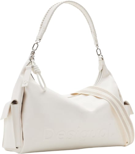 Desigual Schoudertas Half Logo 24 Brasilia Shoulder Bag Creme White Crème