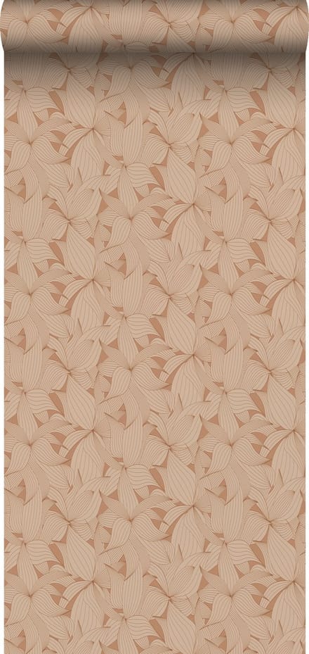 ESTAhome behang getekende bladeren terracotta - 50 x 900 cm - 139499