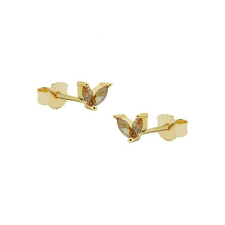 Karma Oorknoppen symbol double leaves goud Bruin