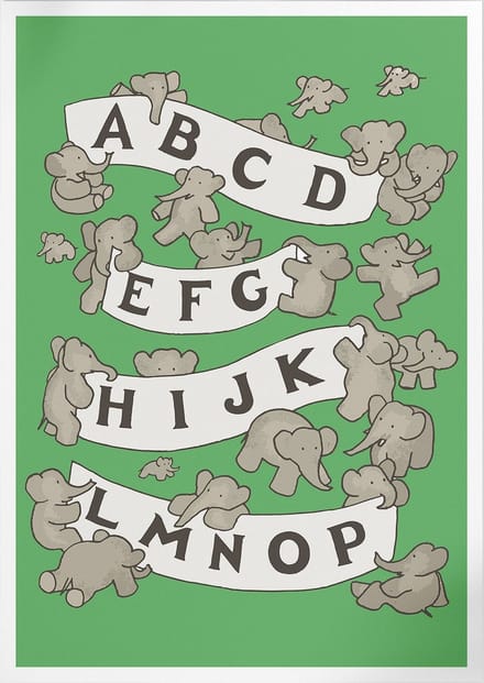 ABC De Babar I (Green) (Babar de Olifant) | Poster | B2: 50 x 70 cm