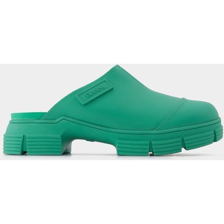 Groene muiltjes van gerecycled rubber