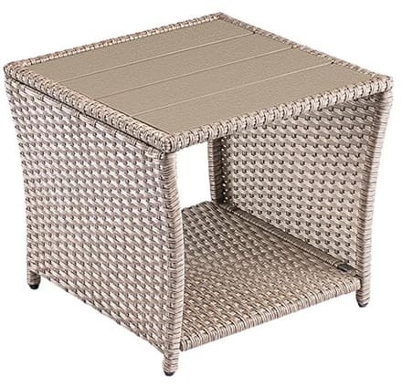 Verstelbare Polyrattan Bijzettafel met WPC Tafelblad
