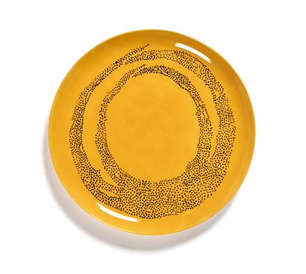 Serax Feast Bord L - Set - yellow / swirl dots zwart
