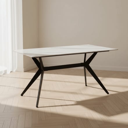 Dimehouse Eettafel Grace Sintered Stone Marmerlook Wit 150 x 80 x 76 cm - Marmer - Modern - Rechthoek