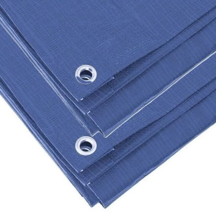 Benson afdekzeil - 2x - blauw - 3 x 5 m - bevestiging ogen - grondzeil - dekzeil