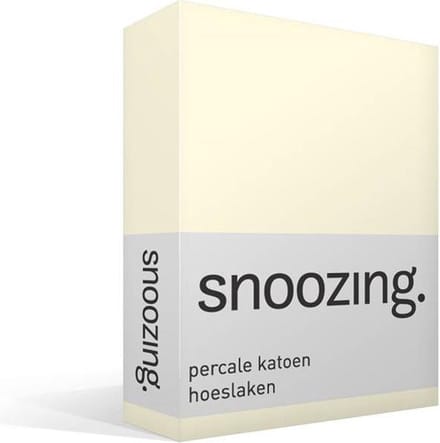 Snoozing - Hoeslaken  - Eenpersoons - 90x200 cm - Percale katoen - Ivoor