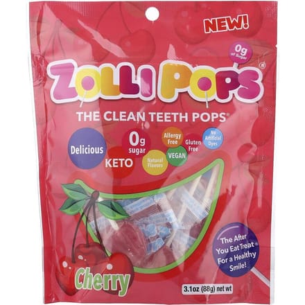 De Clean Teeth Pops®, Kers, 3,1 oz (88 gram)