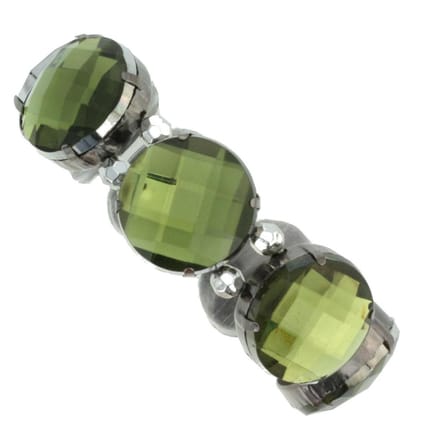 Behave - Elastische armband met olijfgroene stenen - retro stijl - 18 cm