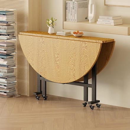 Ronde eettafel - Klaptafel verlenging - Veelzijdig wonen - Inklapbaar ontwerp - 100 cm diameter - Houtkleurig