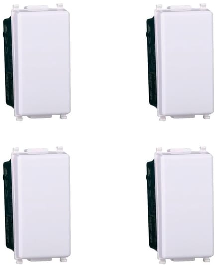 Enkele Pol Knop - Drukknop Schakelaar - Deurintercom Bediening - Normaal Open Contact - 4 Stuks - Wit