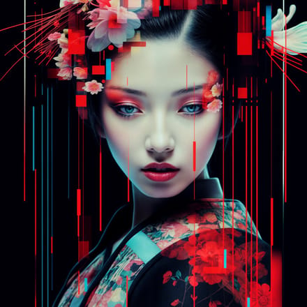 RED GEISHA: plexiglas 60x80cm
