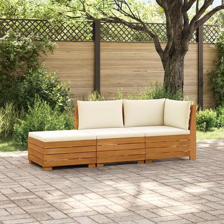 vidaXL - 3 - st - Buiten - bank - set - Massief - Acacia - Hout - Bruin