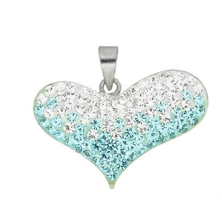 Blinx Jewels Zilveren Hanger Wit-Blauw Hartje Steentjes Strass