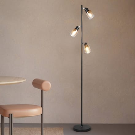 REALITY CADIZ - Vloerlamp - Zwart mat - excl. 3x E14 4 W - Voetschakelaar