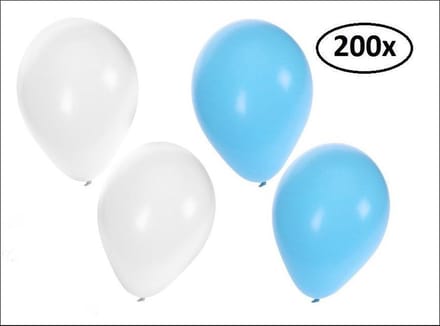 Ballonnen helium 200x lichtblauw en wit
