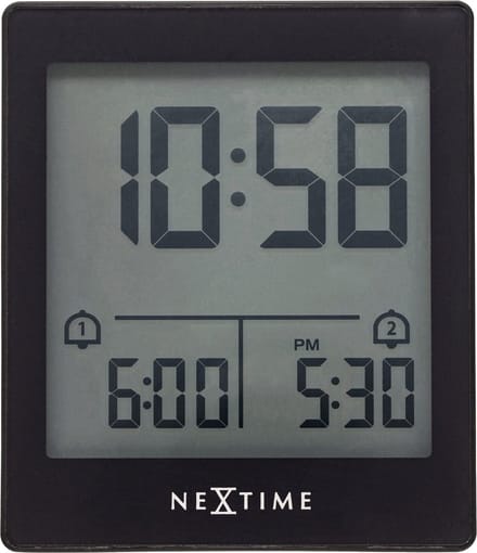Digitale Tafelwekker 7,7x8,9x3 cm - RCC - Temperatuur - Zwart - ABS - NeXtime Wake Up