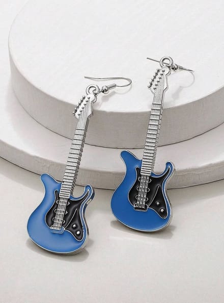 Oorbellen gitaar blauw