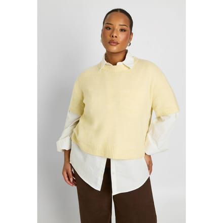 boohoo Dames Plus Korte Mouw Gebreide Top | Butter | Maat: 22