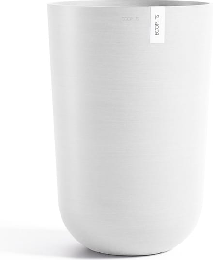Ecopots Oslo High 52 - Pure White - Ø35 x H51,5 cm - Ronde witte bloempot