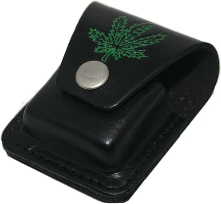 Zippotasje zwart met wietblad afbeelding