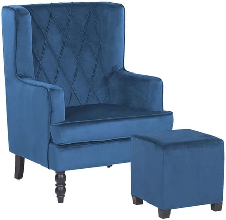 SANDSET - Fauteuil - Donkerblauw - Fluweel