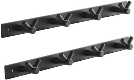 SOTECH set van 2 Blackline CORA V-haakrails 345 mm met 4 haken zwart gepoedercoat garderobehaken