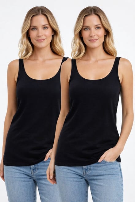 Speidel Bamboe Bamboo Bambus Zijdezacht Swenja Basic Dames Hemd 2 pack - Zwart