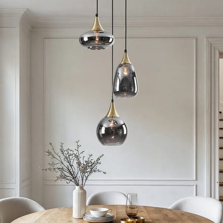 LumenXL - Hanglamp goud - smoke glas, 3-lichts - Loua