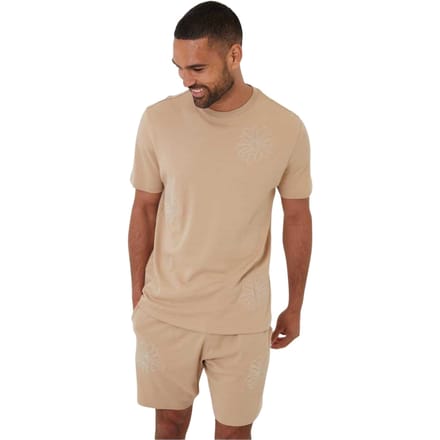 Threadbare Ardsley fleece-short met bloemenprint voor heren (Steen)