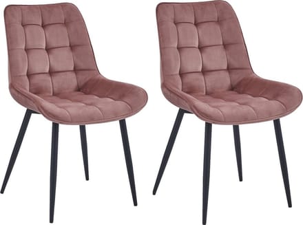 Colenis® - Quadra Eetkamerstoel - Set Van 2 - Roze - Fluweel - Industrieel