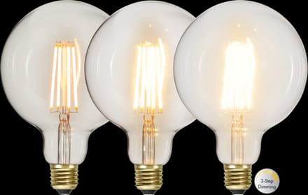 3 standen - G125 Globelamp - E27 - 6.5W - Super Warm Wit <2200K - Filament - Helder