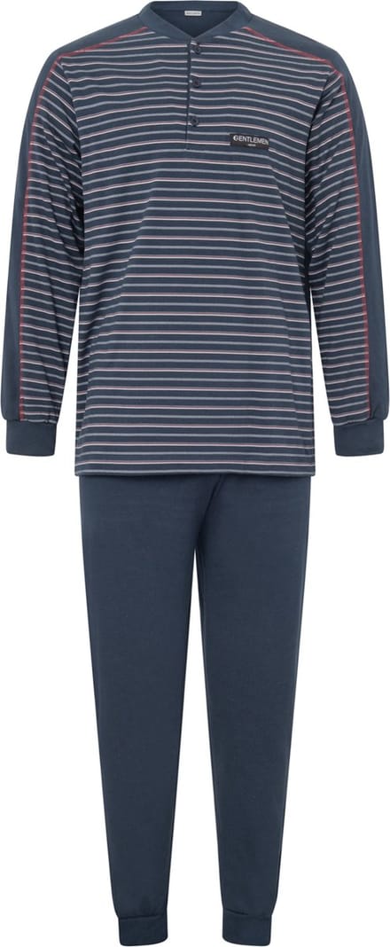 Gentlemen heren pyjama licht geruwd - maat L - Knoop - Streep marine